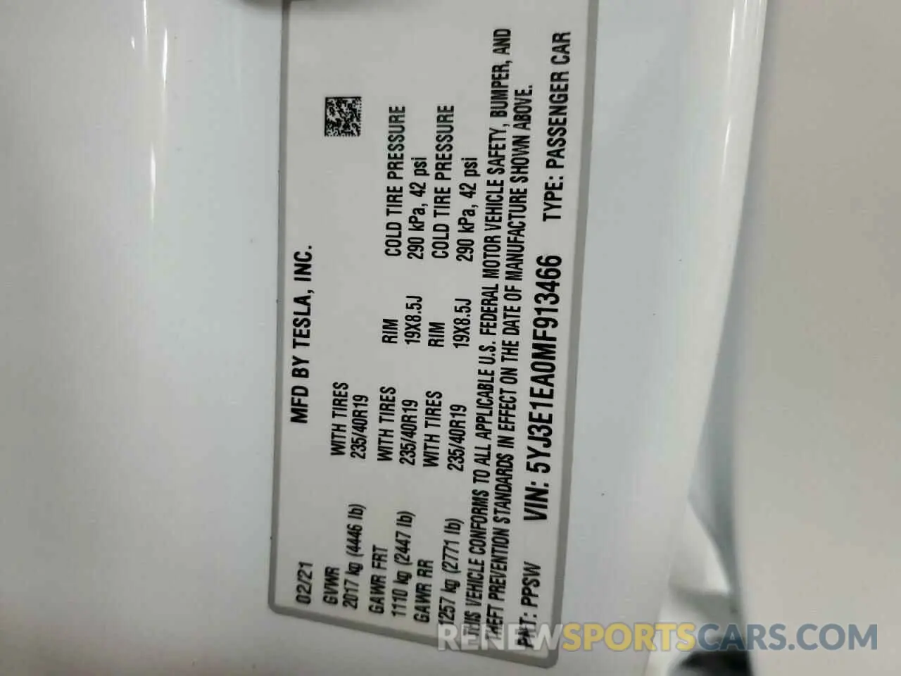 13 Photograph of a damaged car 5YJ3E1EA0MF913466 TESLA MODEL 3 2021