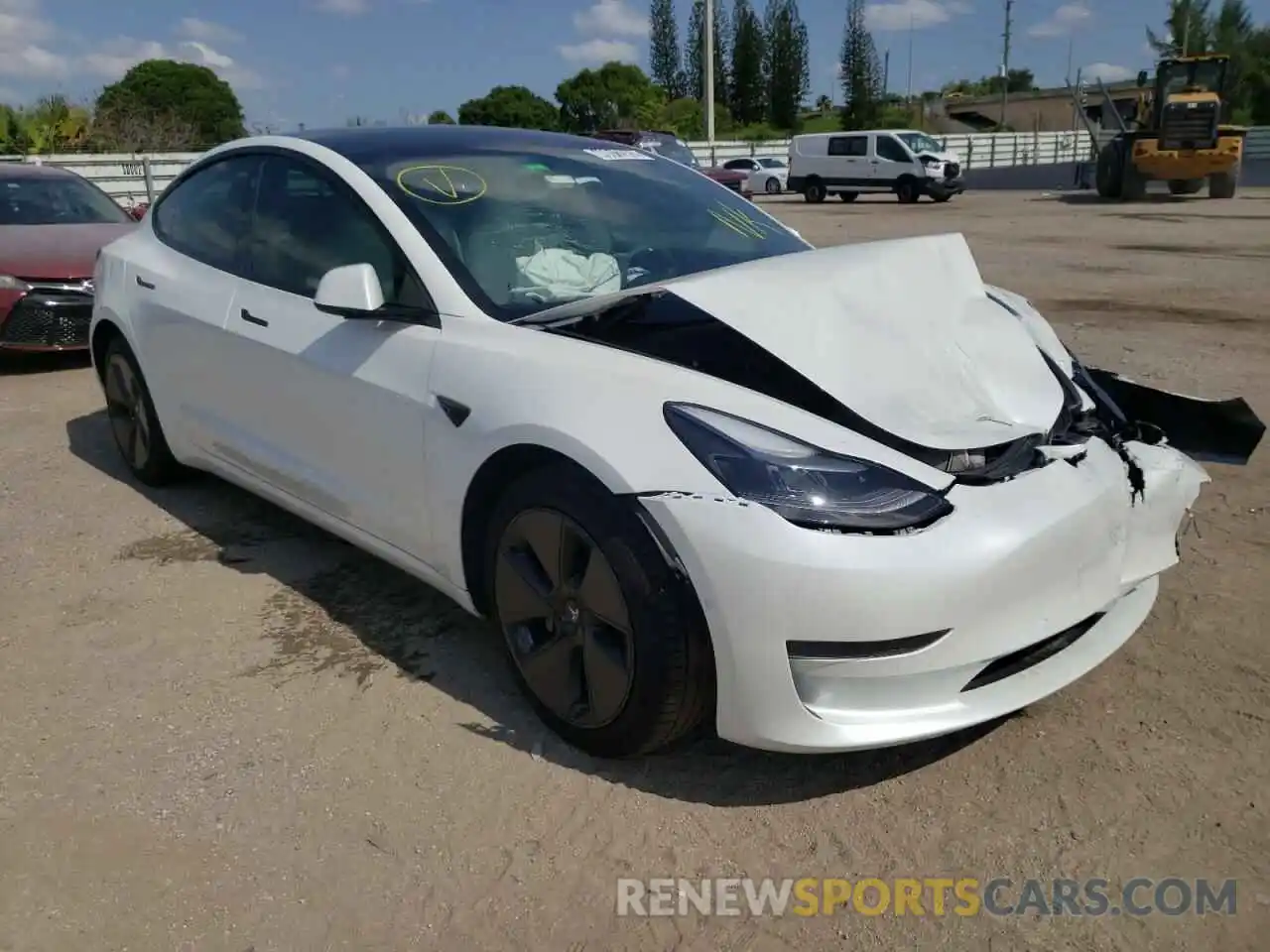 1 Photograph of a damaged car 5YJ3E1EA0MF921762 TESLA MODEL 3 2021