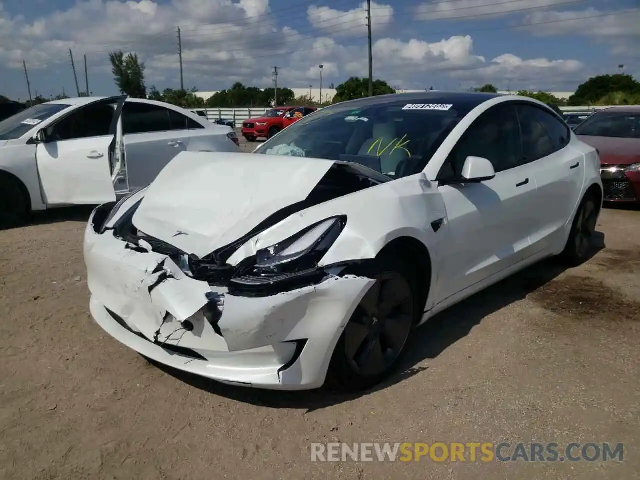 2 Photograph of a damaged car 5YJ3E1EA0MF921762 TESLA MODEL 3 2021