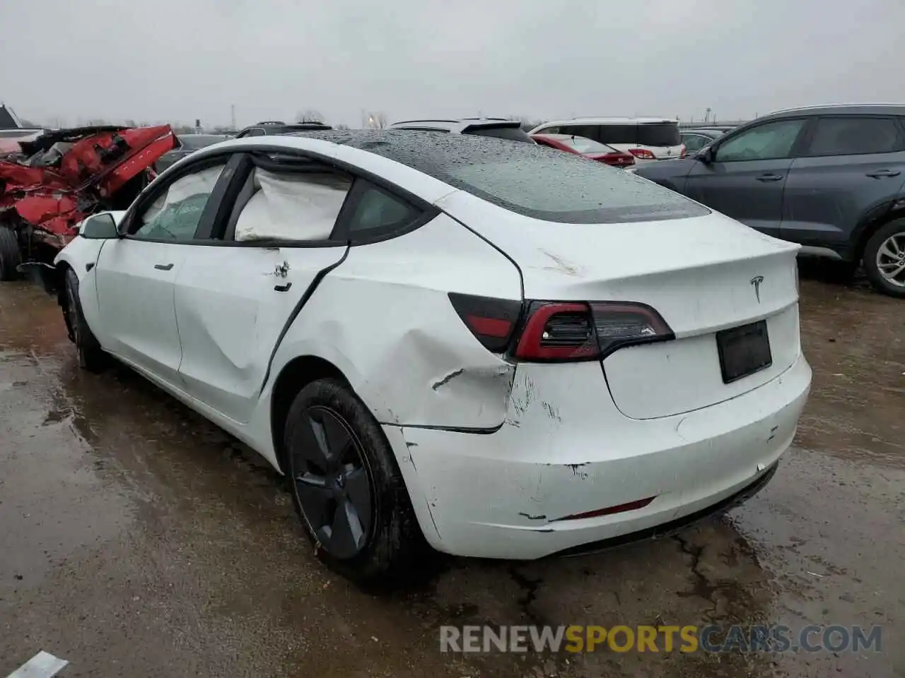 2 Photograph of a damaged car 5YJ3E1EA1MF093950 TESLA MODEL 3 2021