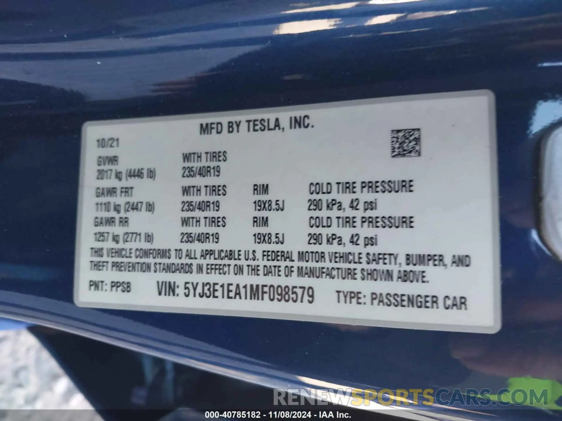 9 Photograph of a damaged car 5YJ3E1EA1MF098579 TESLA MODEL 3 2021