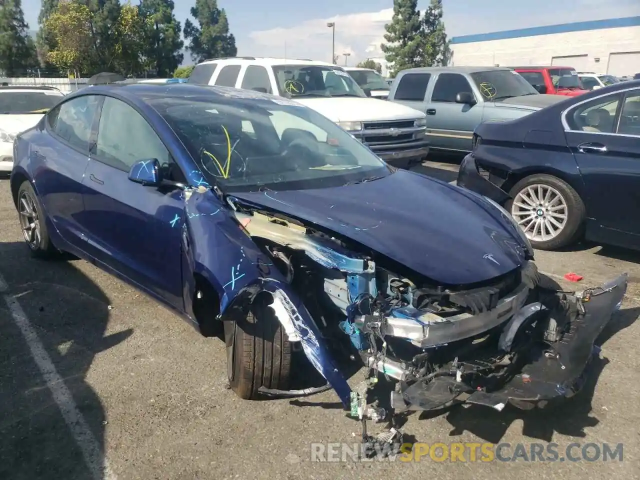 1 Photograph of a damaged car 5YJ3E1EA1MF939445 TESLA MODEL 3 2021