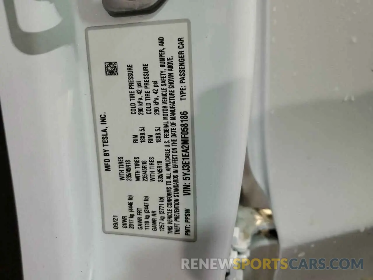 13 Photograph of a damaged car 5YJ3E1EA2MF058186 TESLA MODEL 3 2021