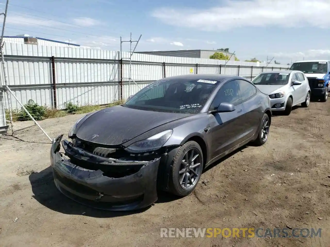 2 Photograph of a damaged car 5YJ3E1EA2MF939311 TESLA MODEL 3 2021