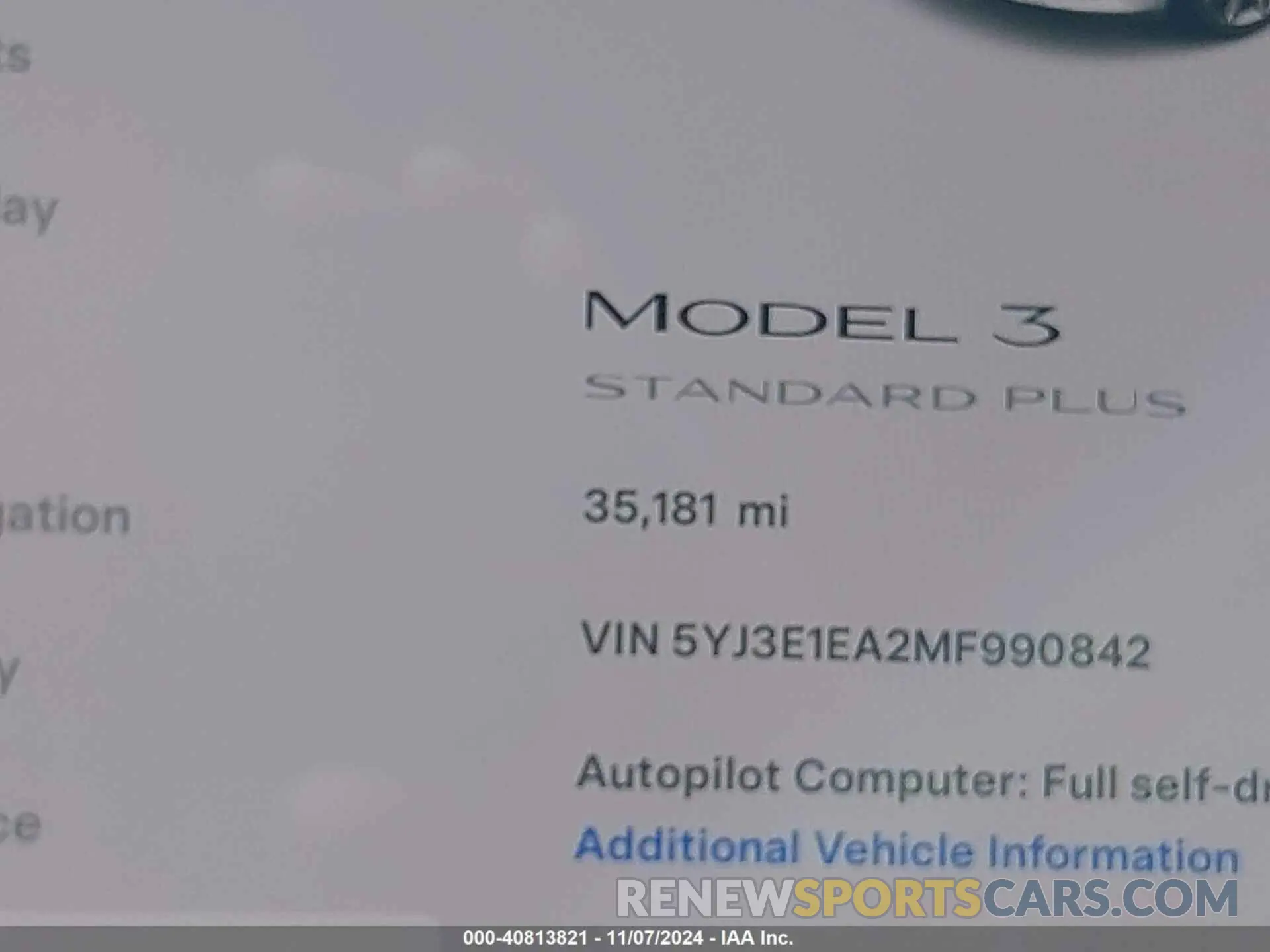 14 Photograph of a damaged car 5YJ3E1EA2MF990842 TESLA MODEL 3 2021