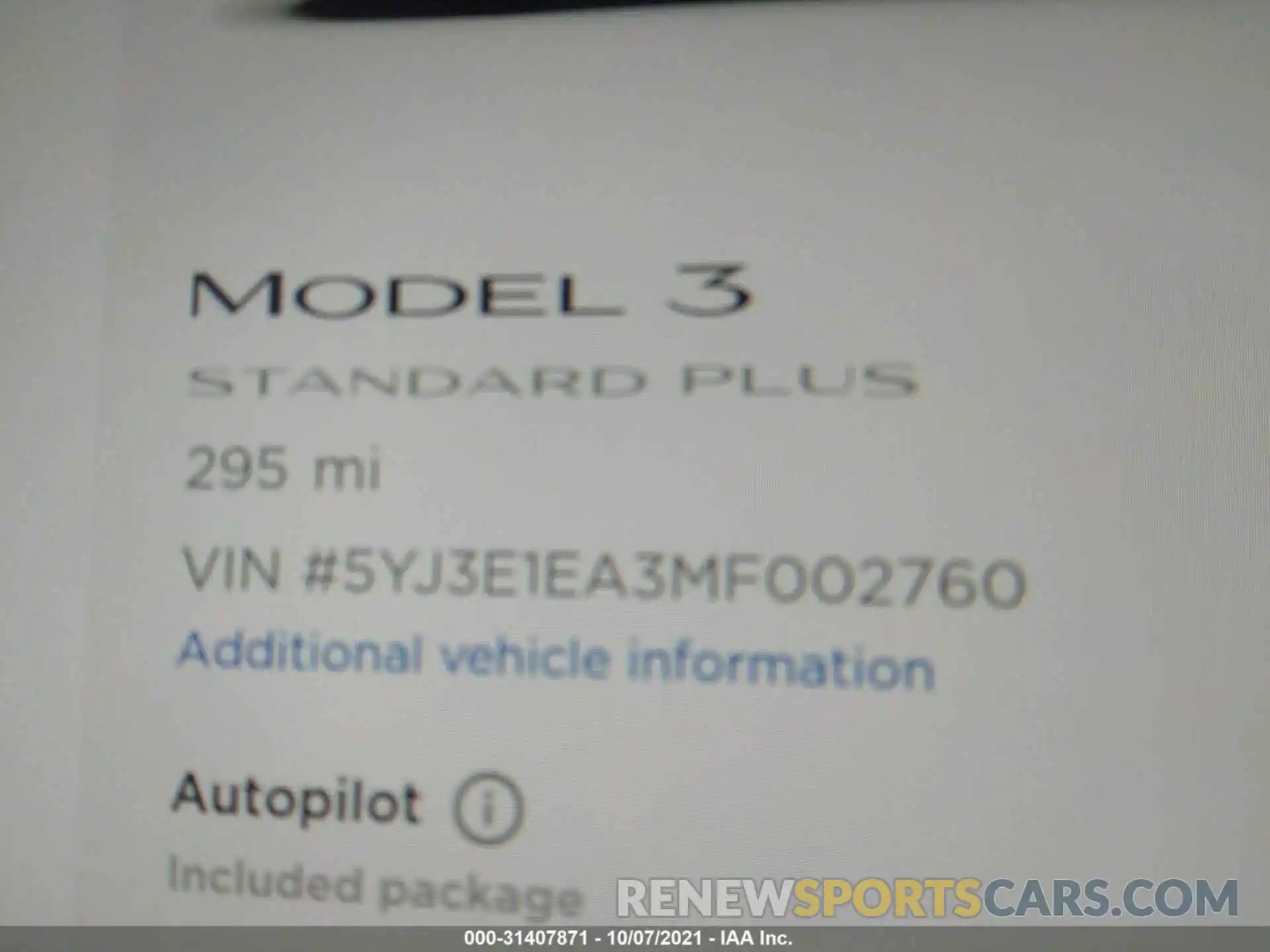 9 Photograph of a damaged car 5YJ3E1EA3MF002760 TESLA MODEL 3 2021