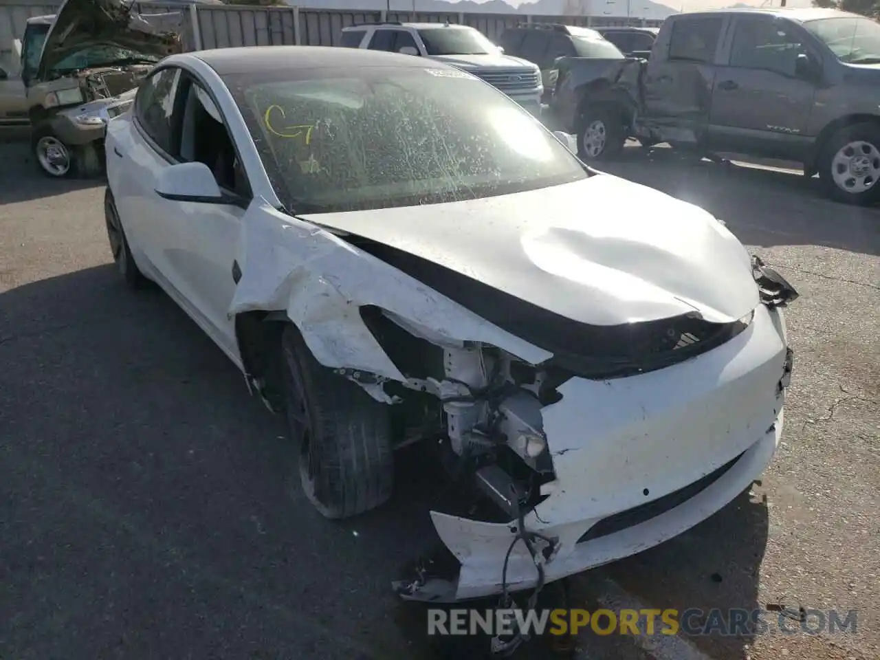 1 Photograph of a damaged car 5YJ3E1EA3MF016335 TESLA MODEL 3 2021