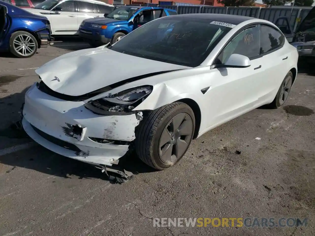 2 Photograph of a damaged car 5YJ3E1EA3MF016335 TESLA MODEL 3 2021