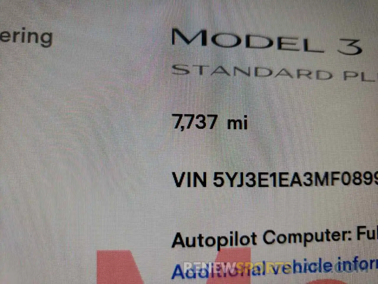 8 Photograph of a damaged car 5YJ3E1EA3MF089950 TESLA MODEL 3 2021