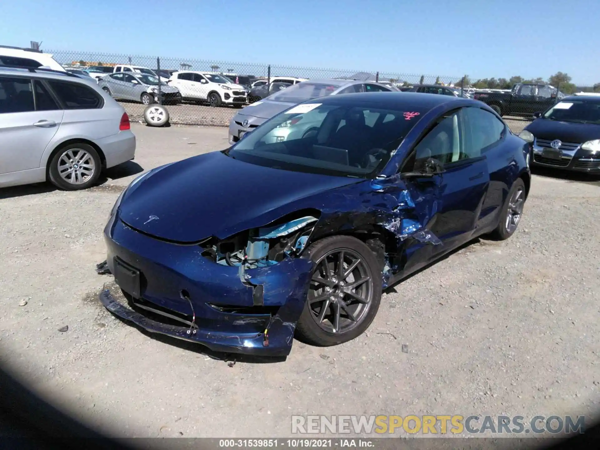 2 Photograph of a damaged car 5YJ3E1EA3MF867471 TESLA MODEL 3 2021