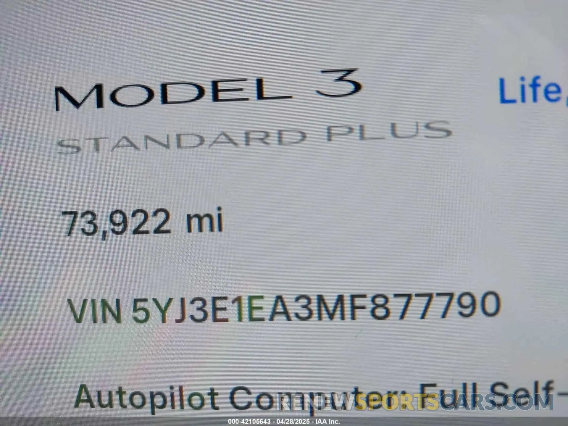 14 Photograph of a damaged car 5YJ3E1EA3MF877790 TESLA MODEL 3 2021