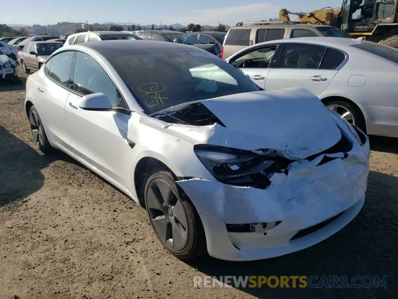 1 Photograph of a damaged car 5YJ3E1EA4MF021625 TESLA MODEL 3 2021