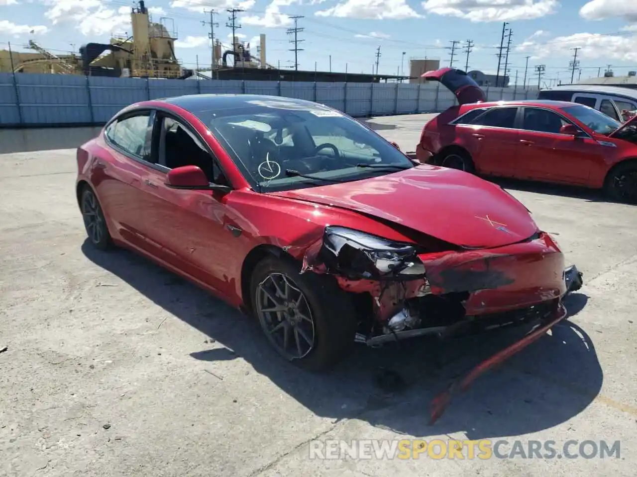 1 Photograph of a damaged car 5YJ3E1EA4MF066435 TESLA MODEL 3 2021