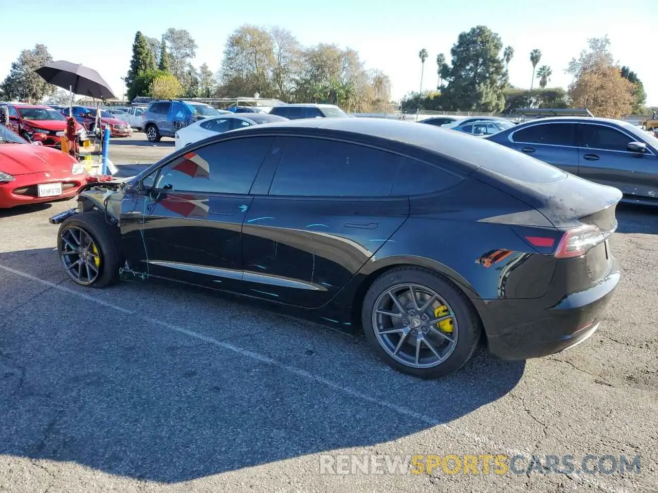 2 Photograph of a damaged car 5YJ3E1EA4MF069464 TESLA MODEL 3 2021