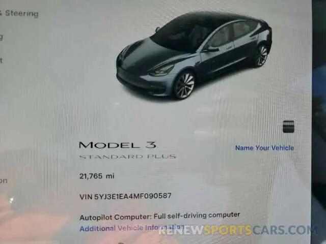 9 Photograph of a damaged car 5YJ3E1EA4MF090587 TESLA MODEL 3 2021