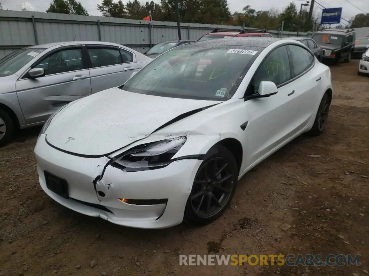 2 Photograph of a damaged car 5YJ3E1EA4MF090668 TESLA MODEL 3 2021