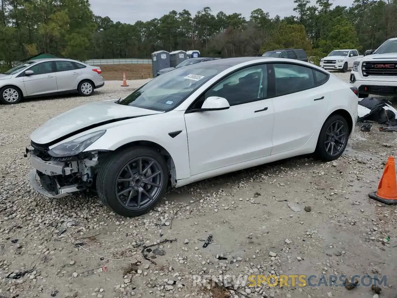 1 Photograph of a damaged car 5YJ3E1EA4MF100258 TESLA MODEL 3 2021