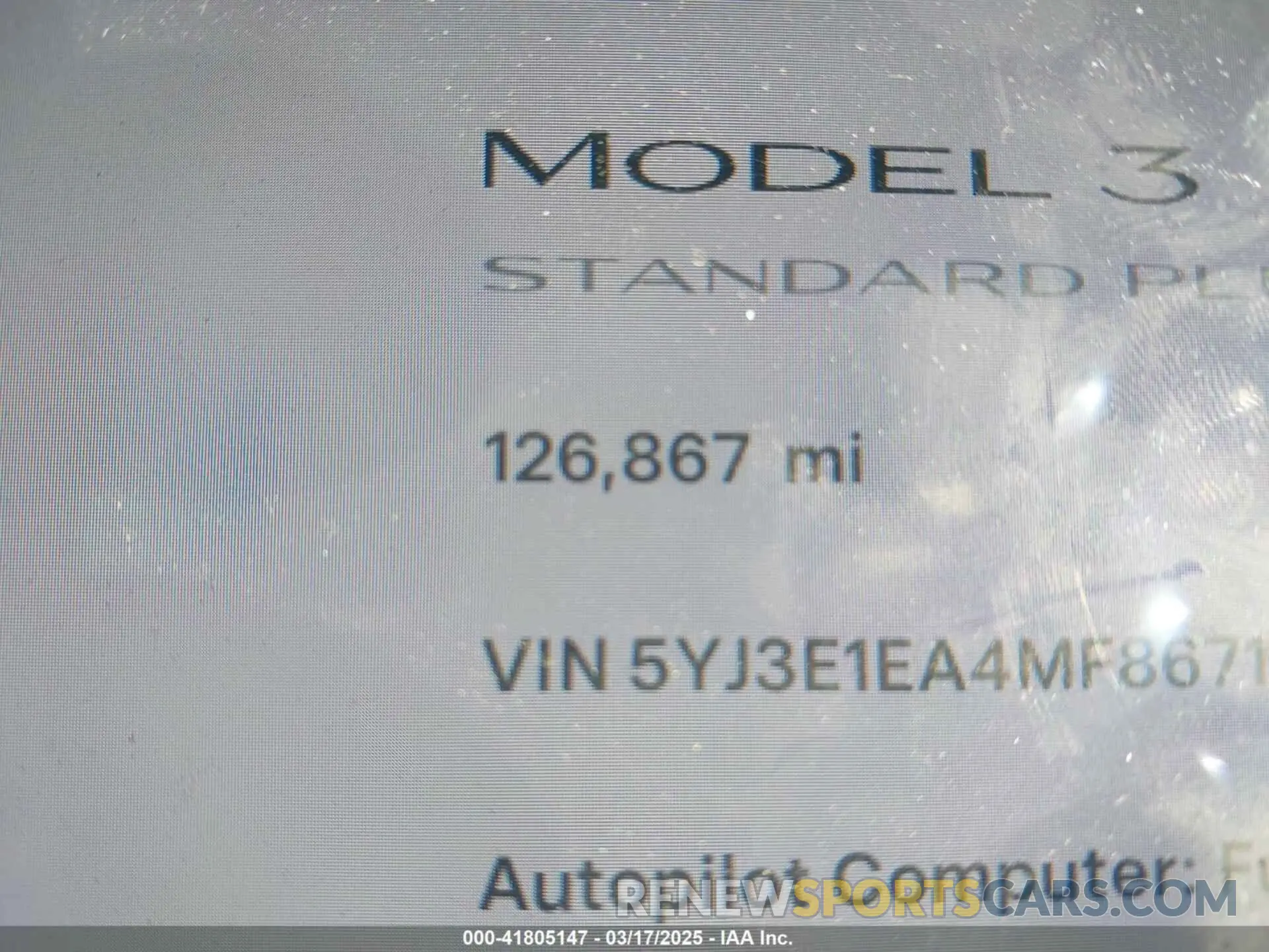 15 Photograph of a damaged car 5YJ3E1EA4MF867169 TESLA MODEL 3 2021