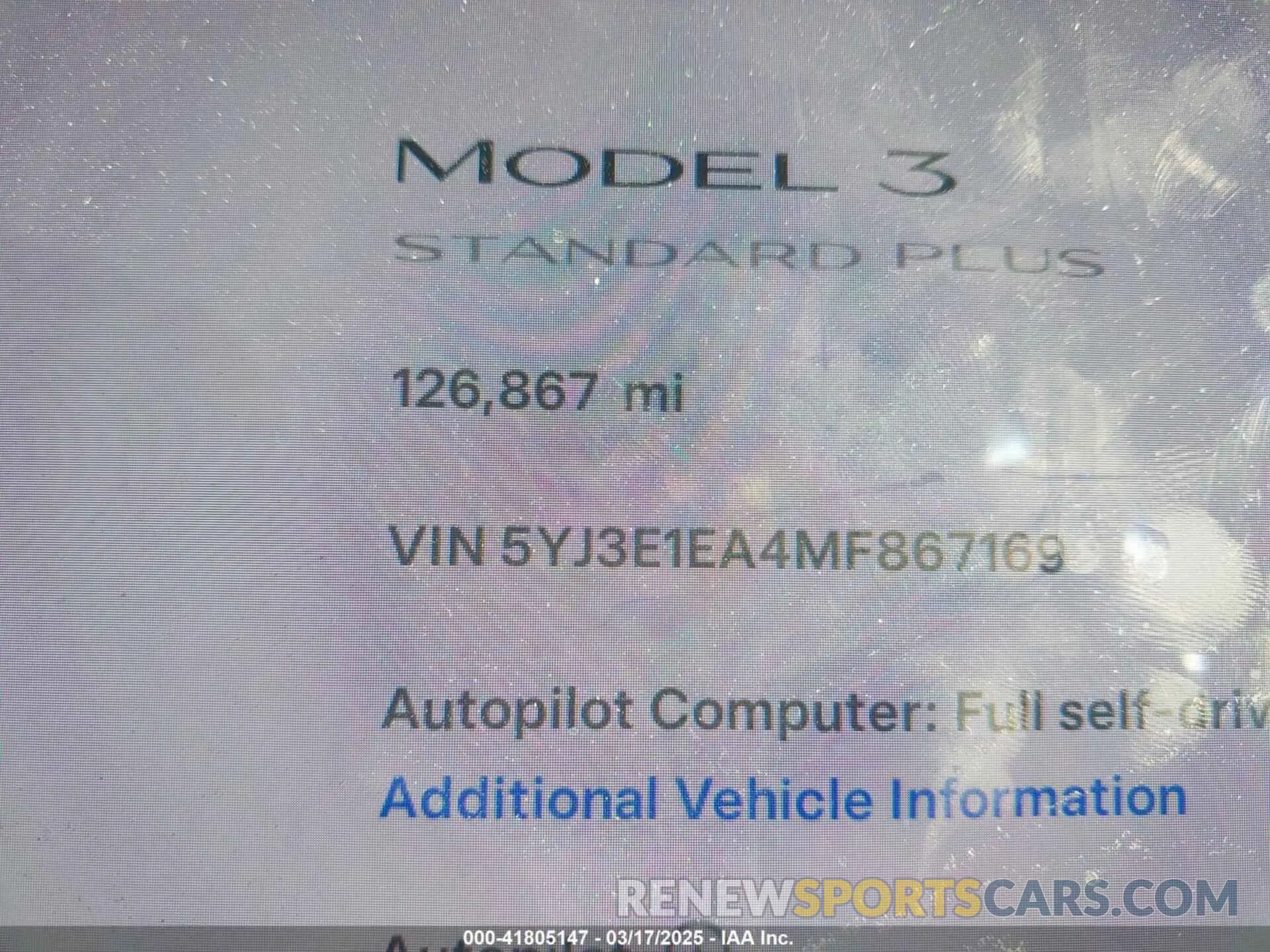 7 Photograph of a damaged car 5YJ3E1EA4MF867169 TESLA MODEL 3 2021