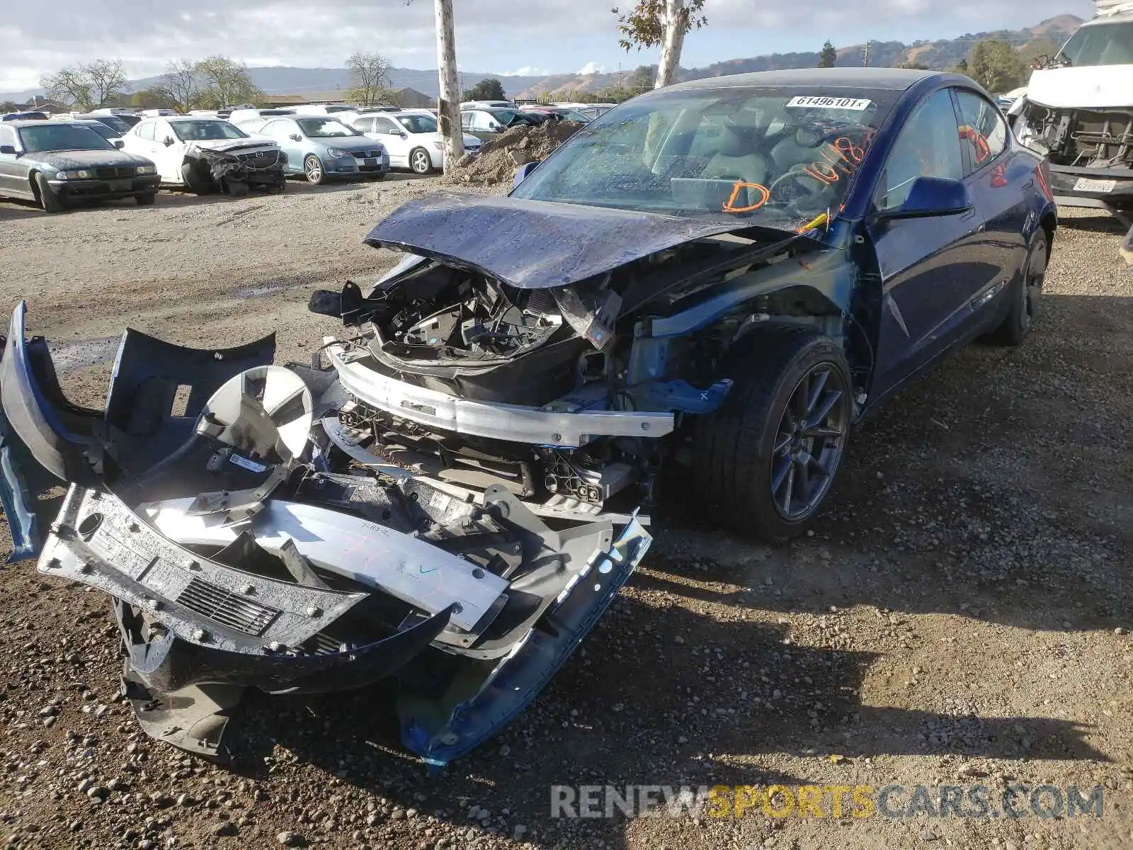 2 Photograph of a damaged car 5YJ3E1EA4MF877510 TESLA MODEL 3 2021