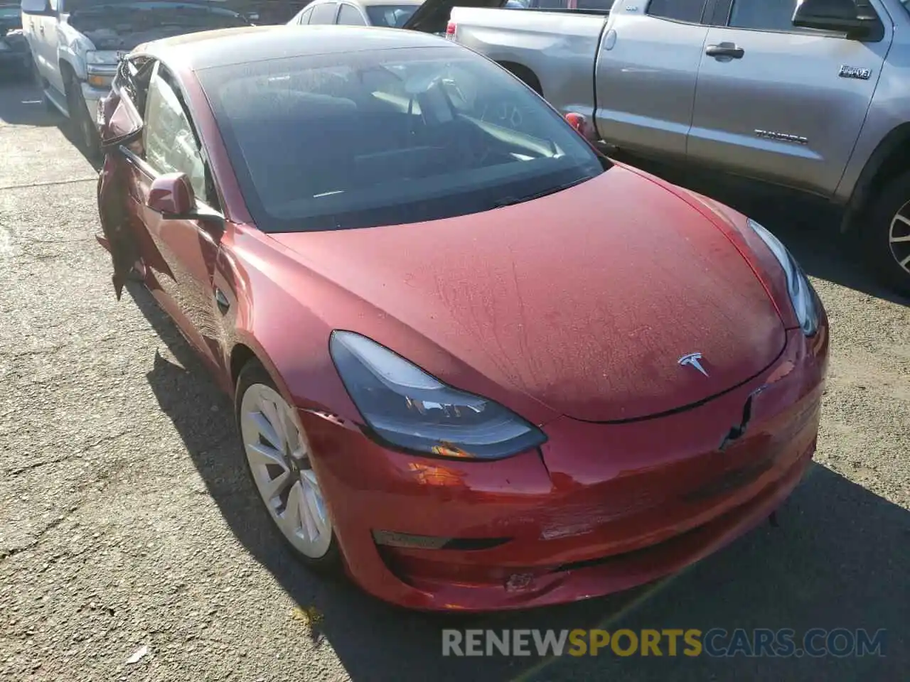 1 Photograph of a damaged car 5YJ3E1EA4MF977719 TESLA MODEL 3 2021