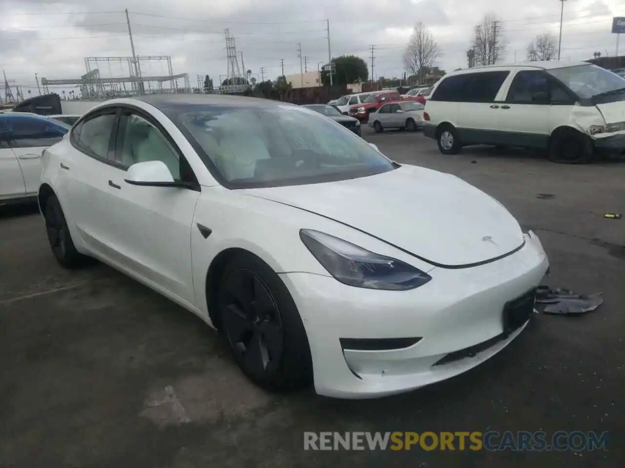 1 Photograph of a damaged car 5YJ3E1EA4MF987554 TESLA MODEL 3 2021