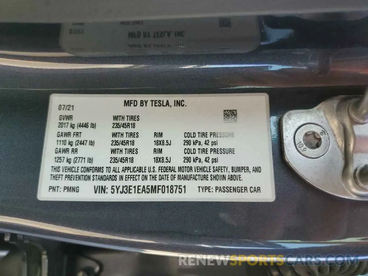 13 Photograph of a damaged car 5YJ3E1EA5MF018751 TESLA MODEL 3 2021