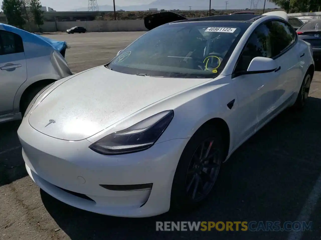 2 Photograph of a damaged car 5YJ3E1EA5MF029037 TESLA MODEL 3 2021