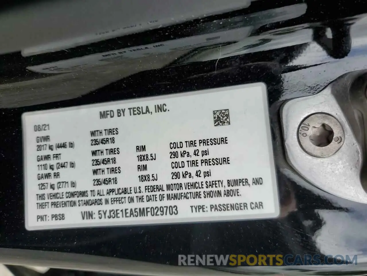 12 Photograph of a damaged car 5YJ3E1EA5MF029703 TESLA MODEL 3 2021