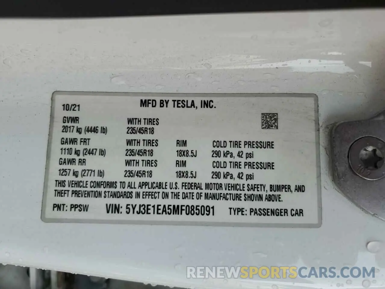 13 Photograph of a damaged car 5YJ3E1EA5MF085091 TESLA MODEL 3 2021