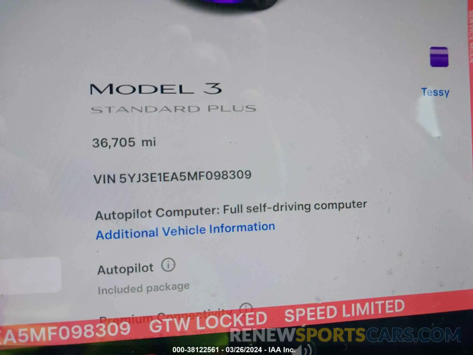 7 Photograph of a damaged car 5YJ3E1EA5MF098309 TESLA MODEL 3 2021