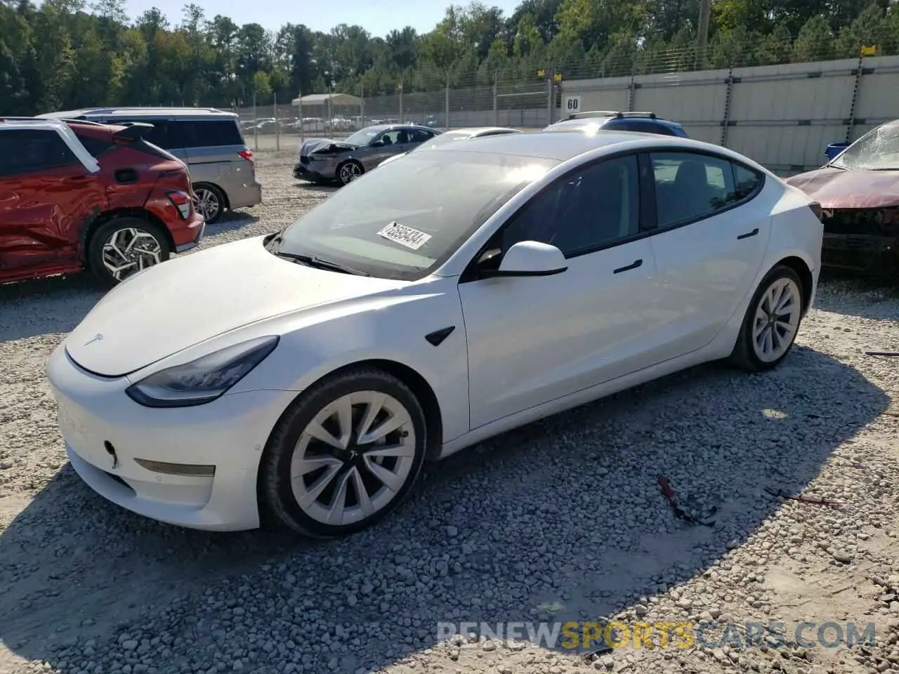 1 Photograph of a damaged car 5YJ3E1EA5MF849215 TESLA MODEL 3 2021