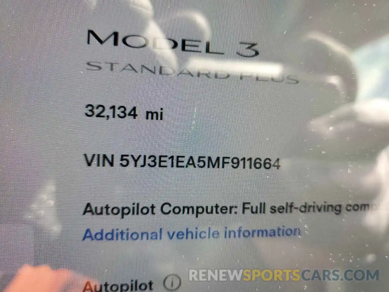 8 Photograph of a damaged car 5YJ3E1EA5MF911664 TESLA MODEL 3 2021