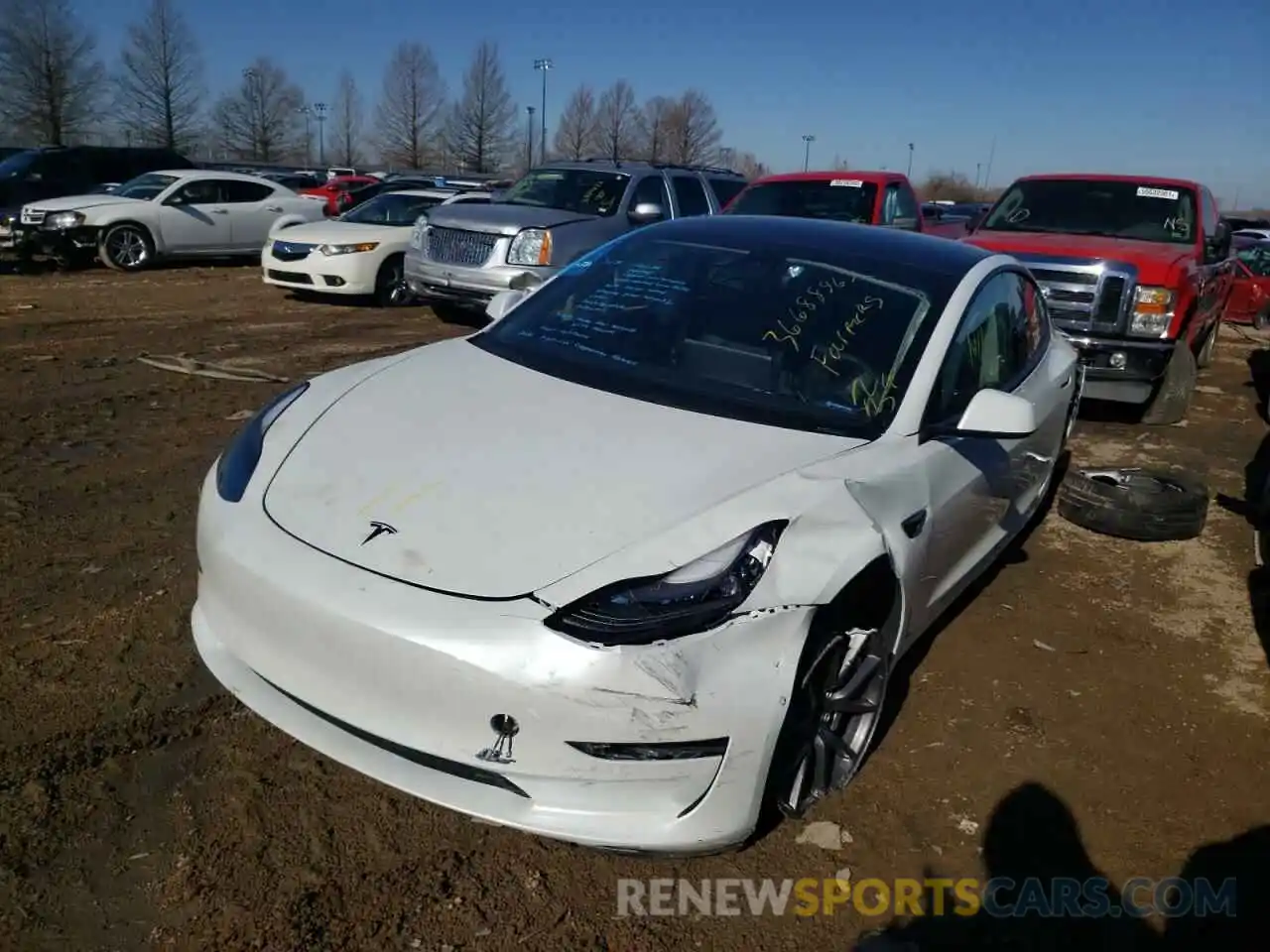 2 Photograph of a damaged car 5YJ3E1EA5MF919697 TESLA MODEL 3 2021