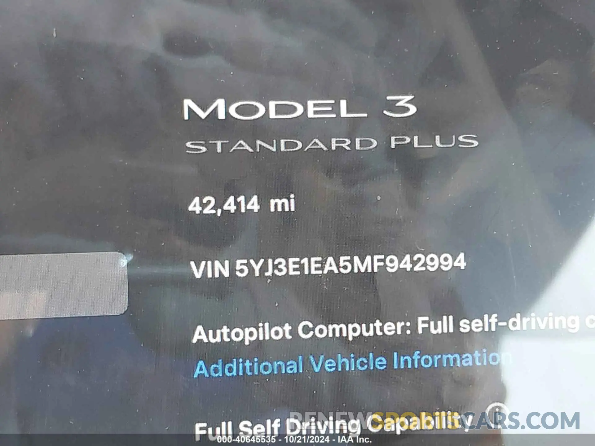 16 Photograph of a damaged car 5YJ3E1EA5MF942994 TESLA MODEL 3 2021