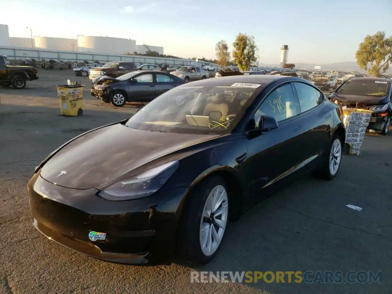 2 Photograph of a damaged car 5YJ3E1EA6MF001411 TESLA MODEL 3 2021