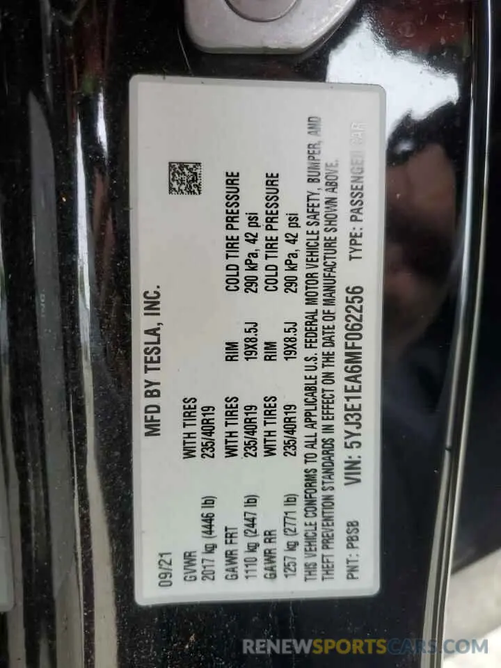 14 Photograph of a damaged car 5YJ3E1EA6MF062256 TESLA MODEL 3 2021