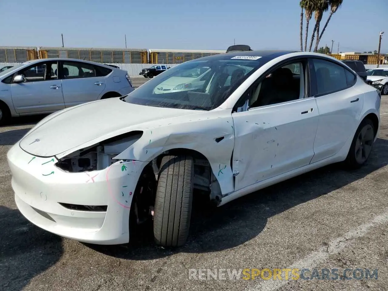 1 Photograph of a damaged car 5YJ3E1EA6MF093331 TESLA MODEL 3 2021