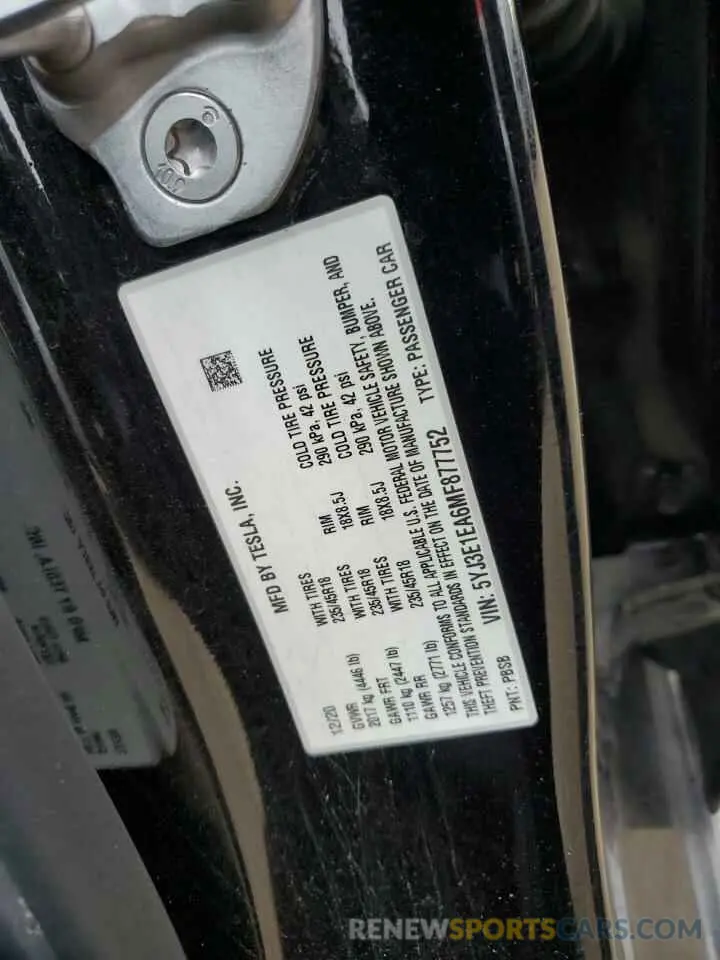 14 Photograph of a damaged car 5YJ3E1EA6MF877752 TESLA MODEL 3 2021