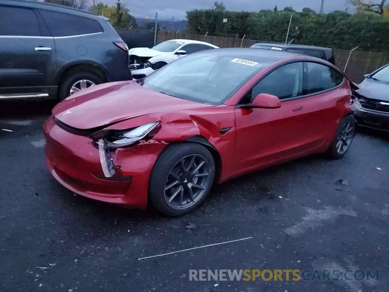 1 Photograph of a damaged car 5YJ3E1EA7MF077252 TESLA MODEL 3 2021