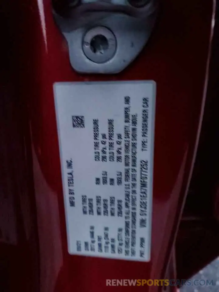 12 Photograph of a damaged car 5YJ3E1EA7MF077252 TESLA MODEL 3 2021