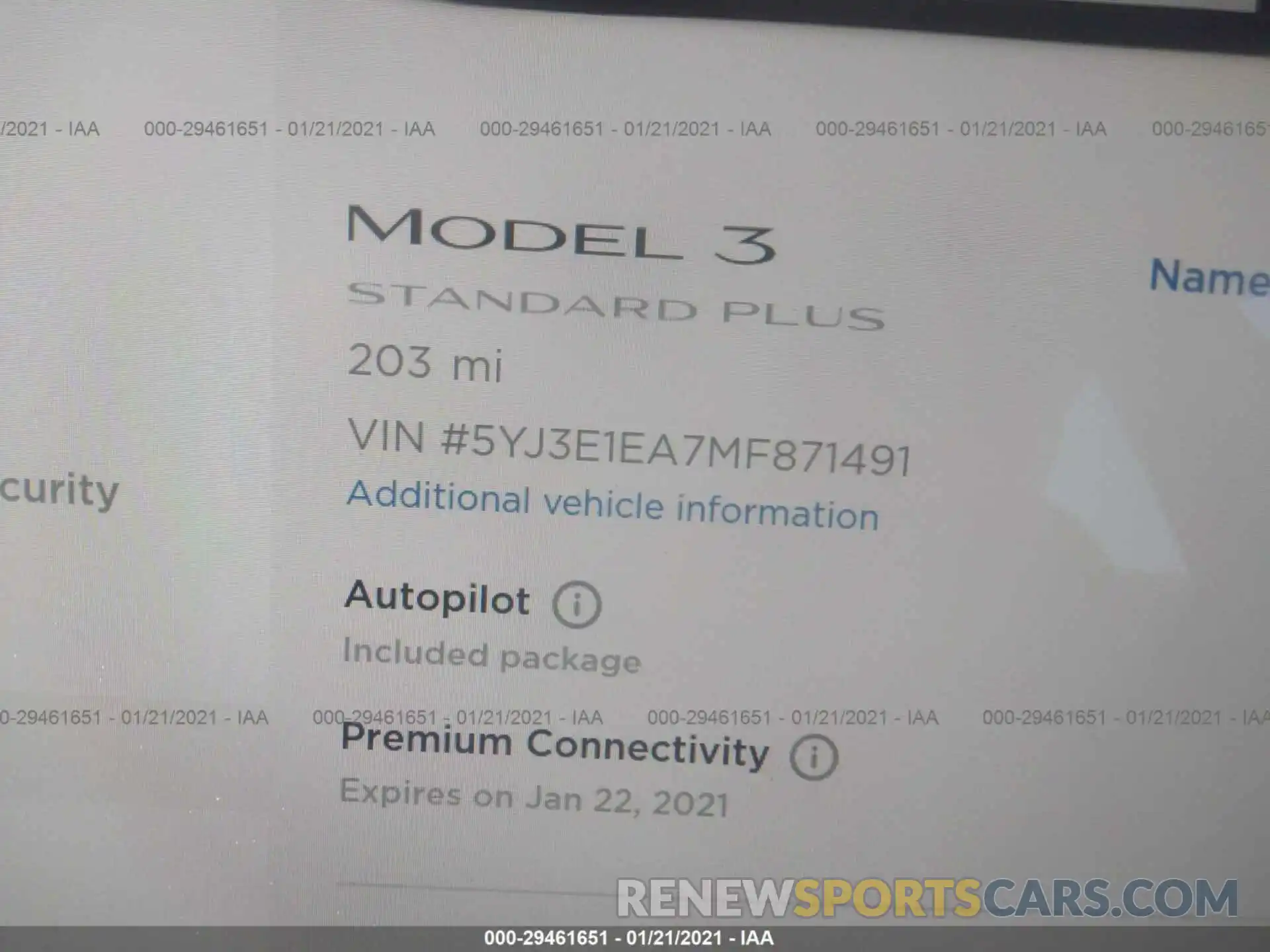 7 Photograph of a damaged car 5YJ3E1EA7MF871491 TESLA MODEL 3 2021