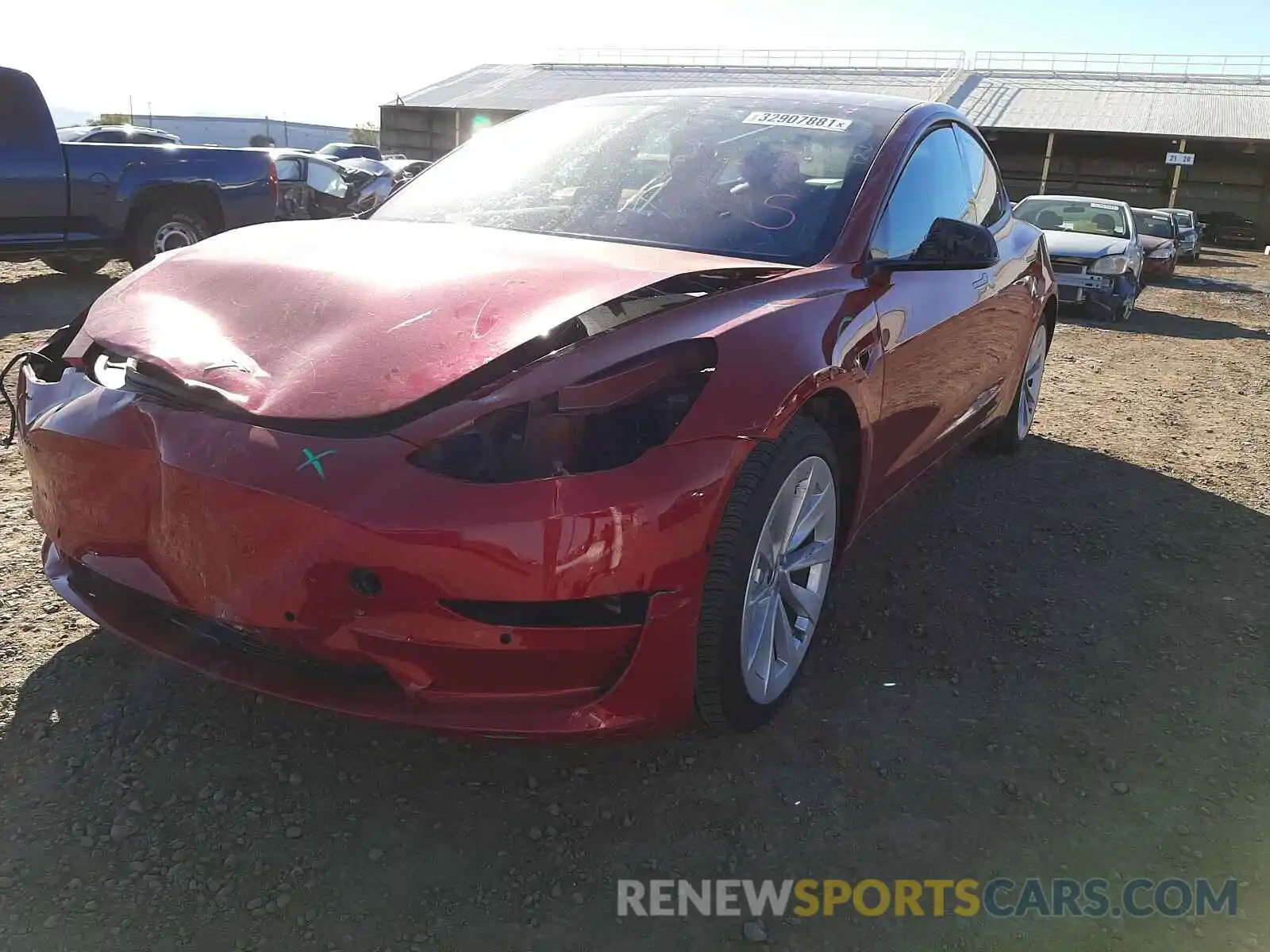 2 Photograph of a damaged car 5YJ3E1EA7MF874603 TESLA MODEL 3 2021