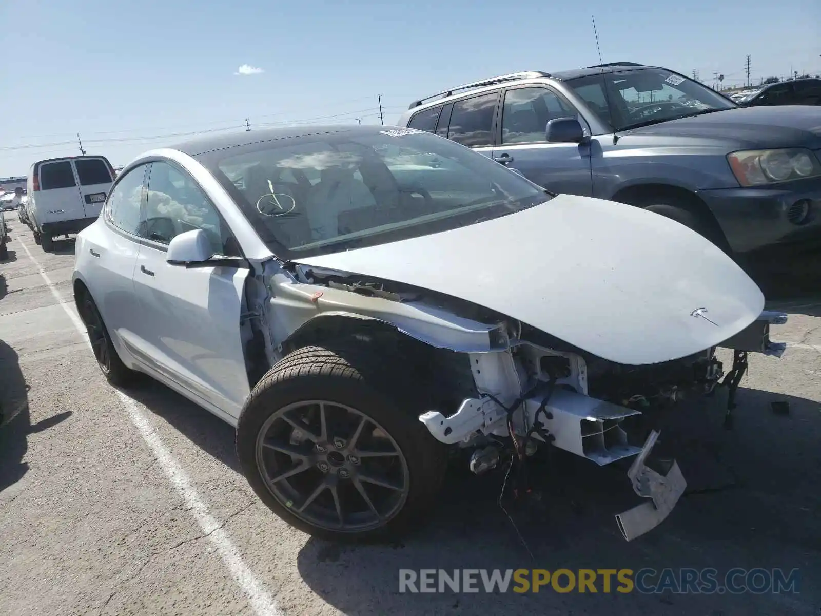 1 Photograph of a damaged car 5YJ3E1EA7MF877971 TESLA MODEL 3 2021