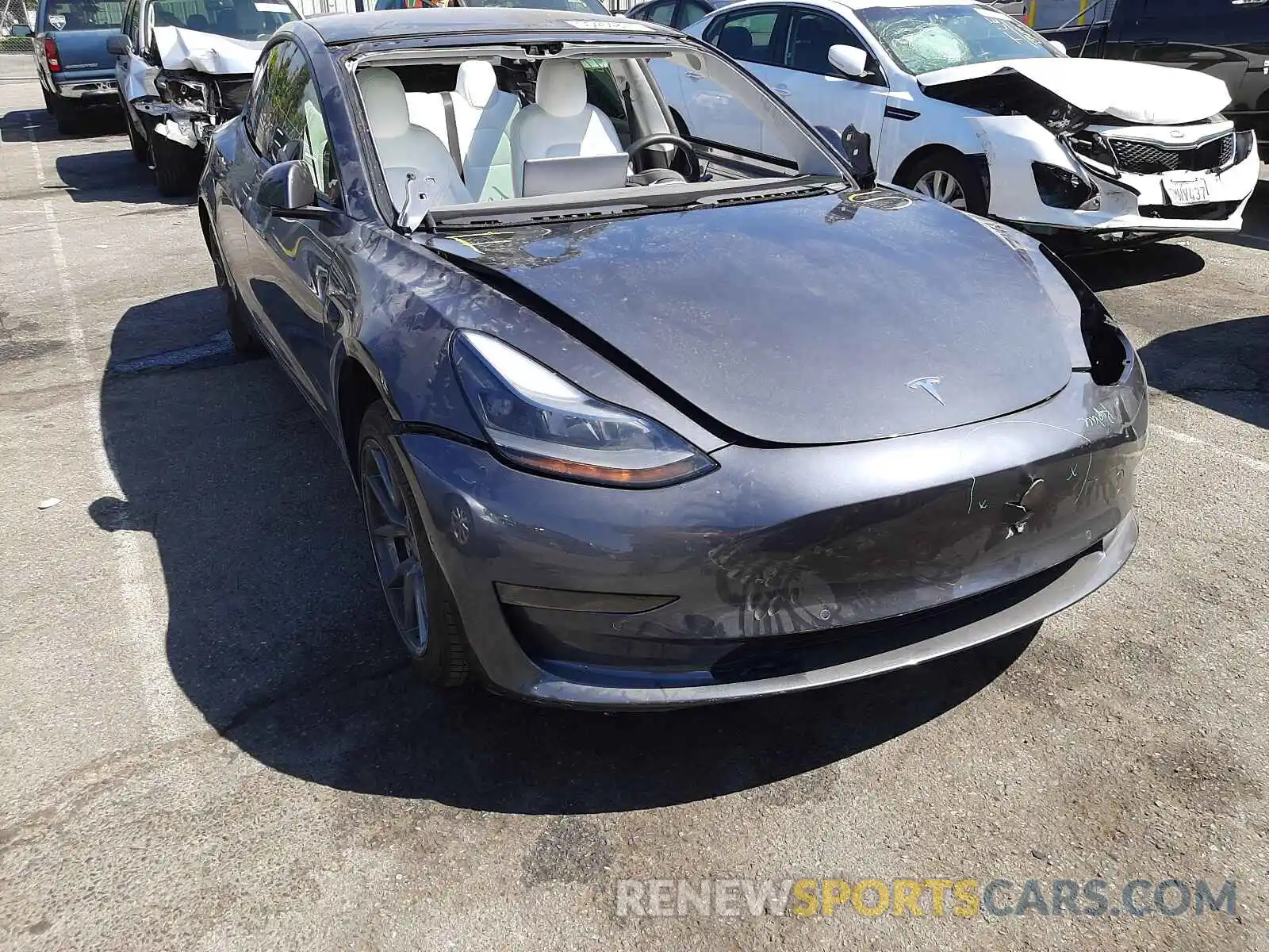 1 Photograph of a damaged car 5YJ3E1EA7MF938641 TESLA MODEL 3 2021