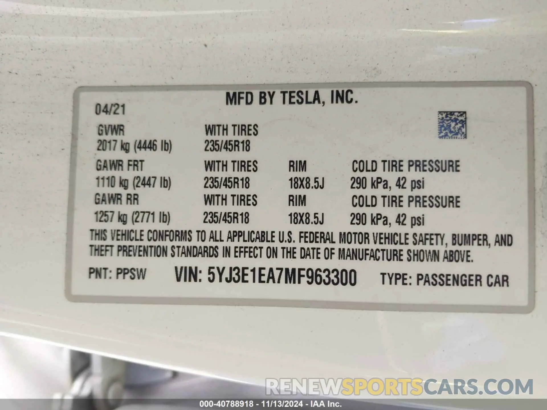 9 Photograph of a damaged car 5YJ3E1EA7MF963300 TESLA MODEL 3 2021