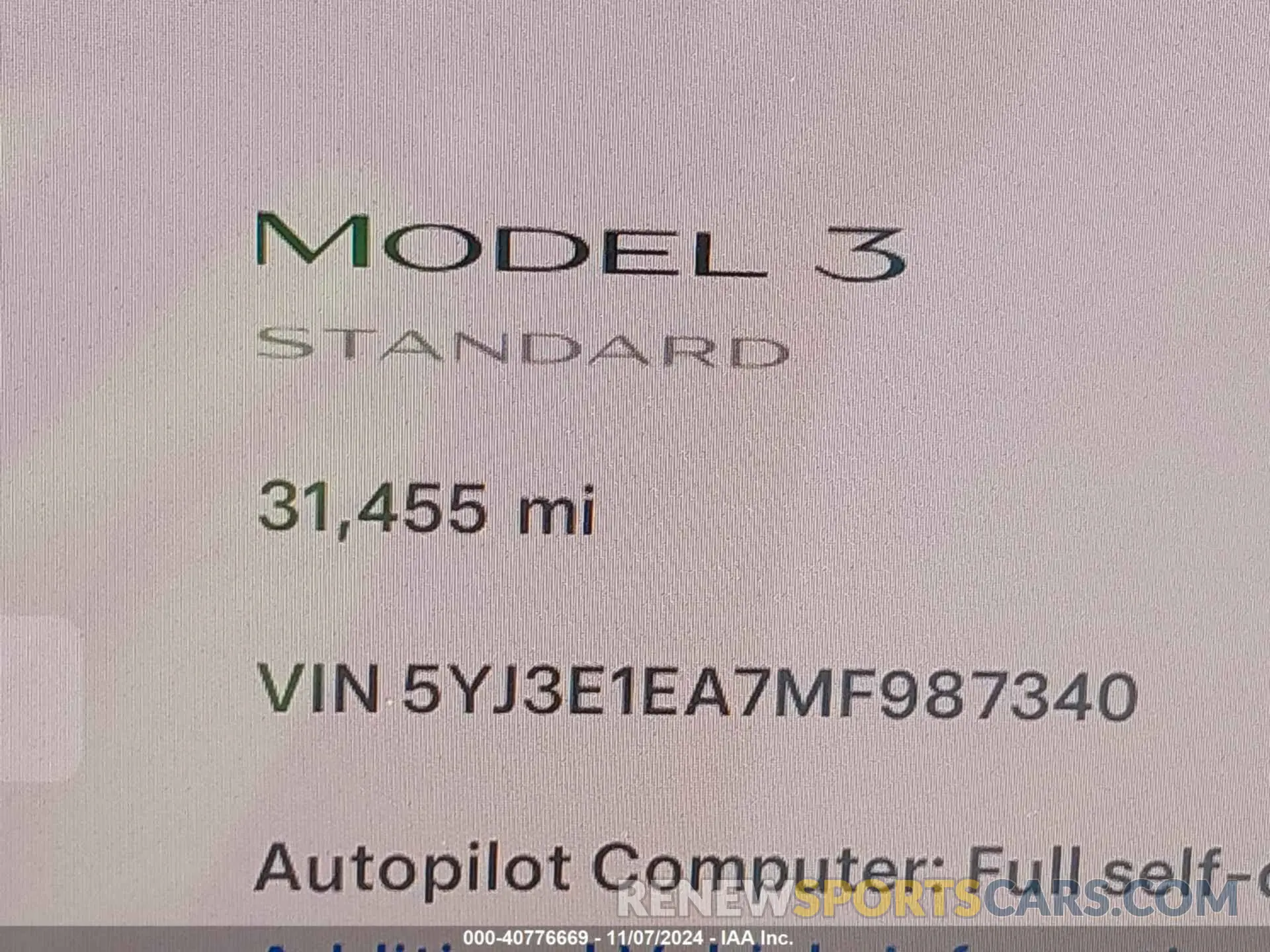 15 Photograph of a damaged car 5YJ3E1EA7MF987340 TESLA MODEL 3 2021