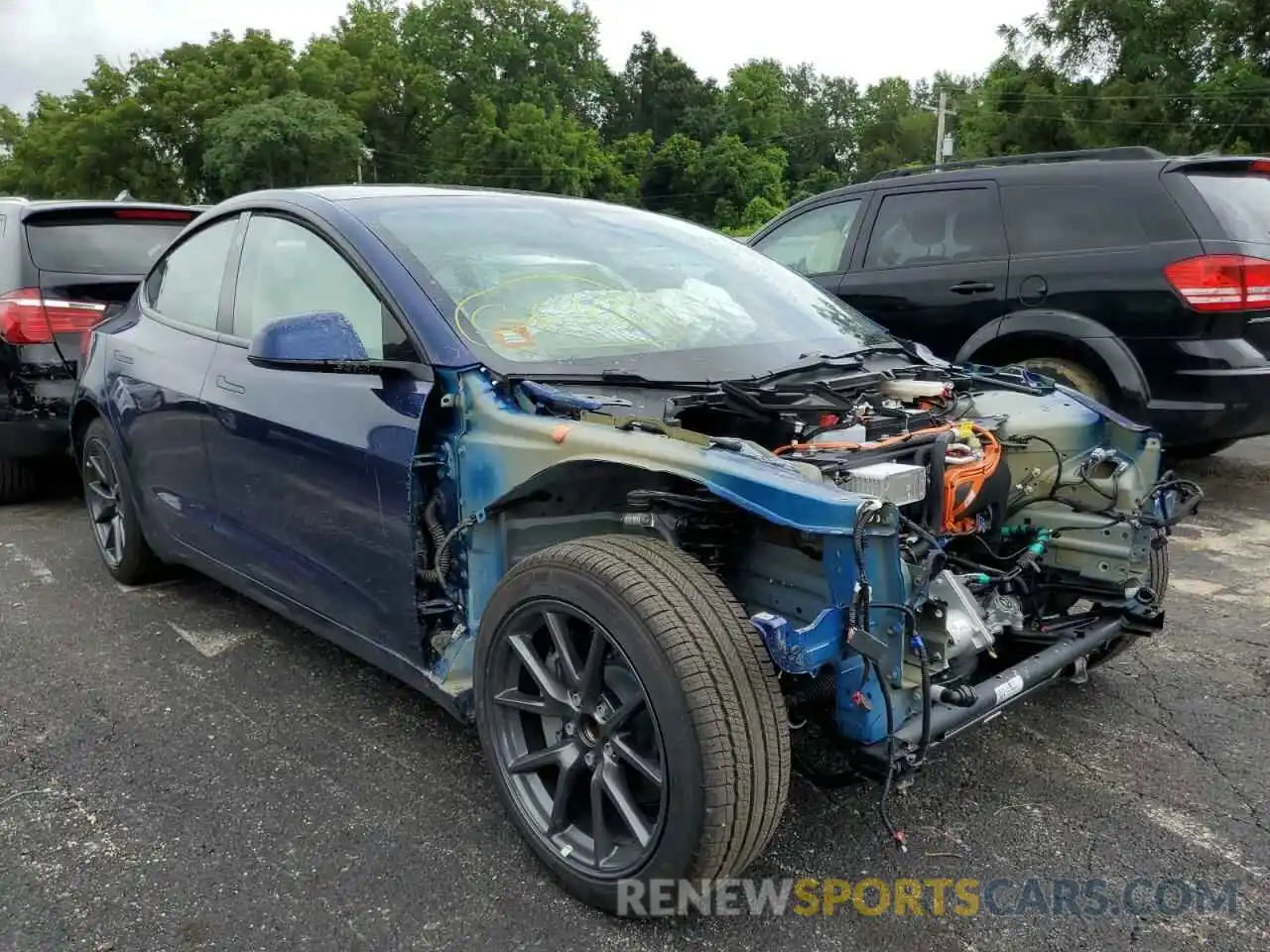 1 Photograph of a damaged car 5YJ3E1EA8MF018839 TESLA MODEL 3 2021