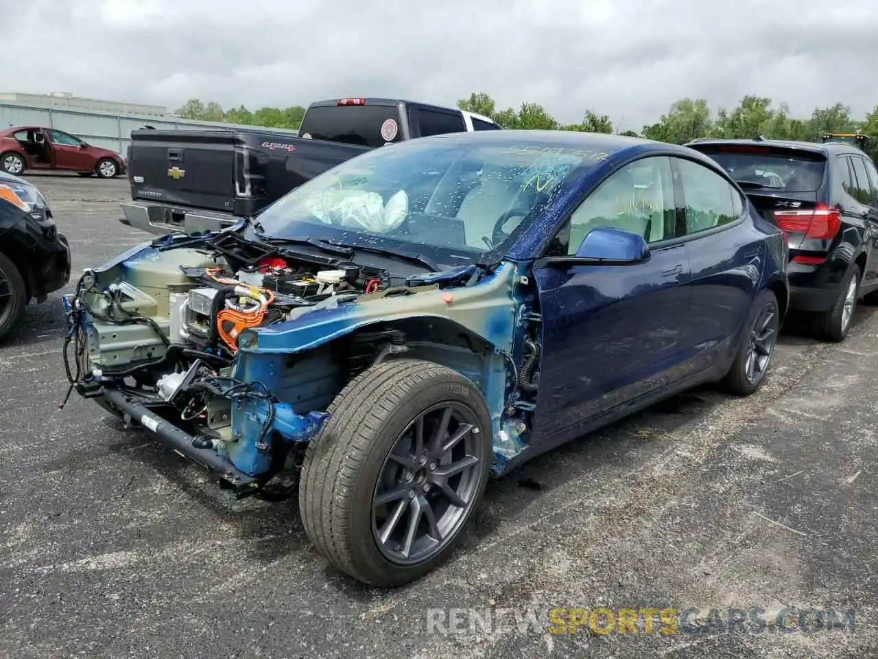 2 Photograph of a damaged car 5YJ3E1EA8MF018839 TESLA MODEL 3 2021