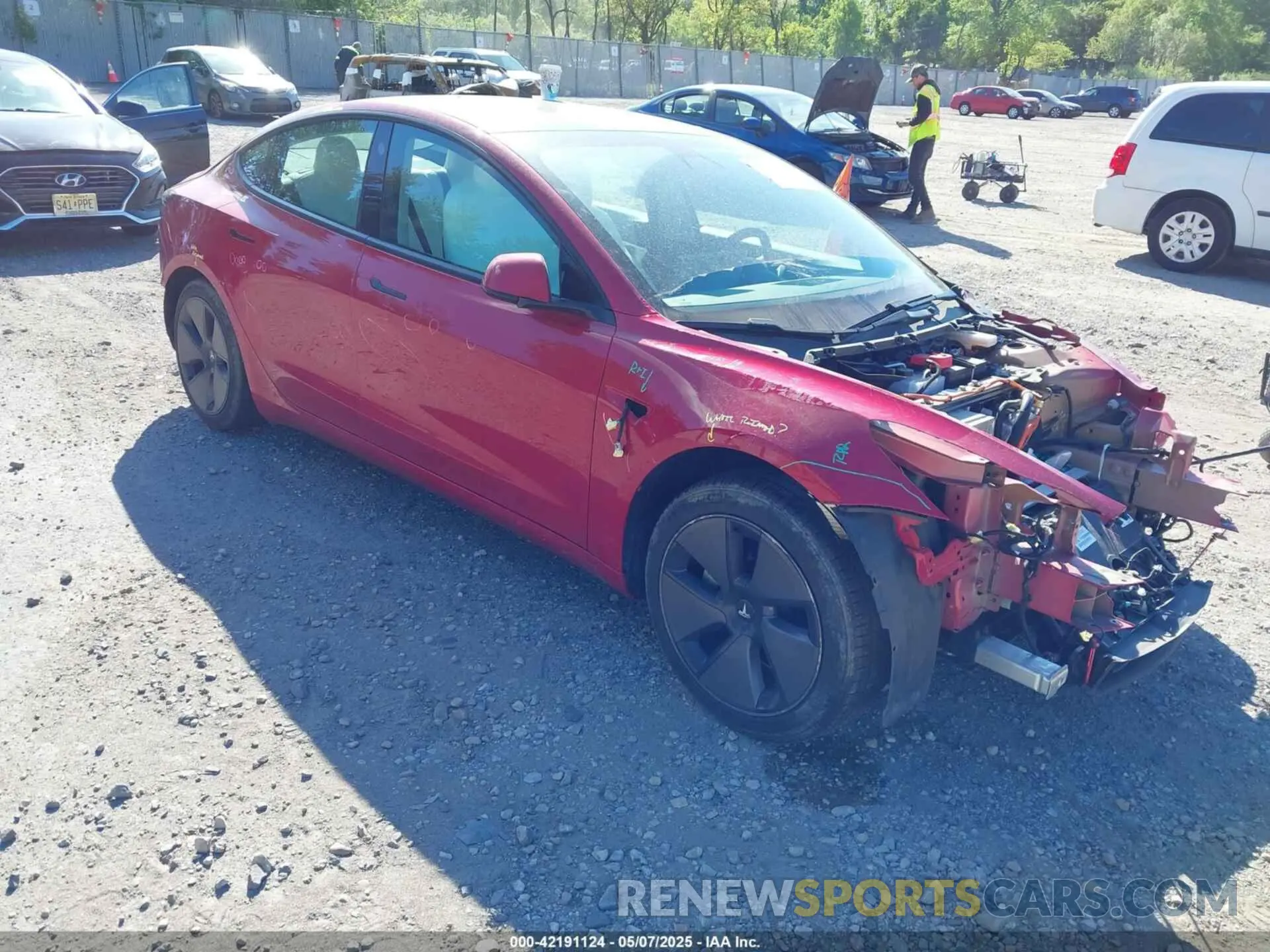 1 Photograph of a damaged car 5YJ3E1EA8MF842663 TESLA MODEL 3 2021